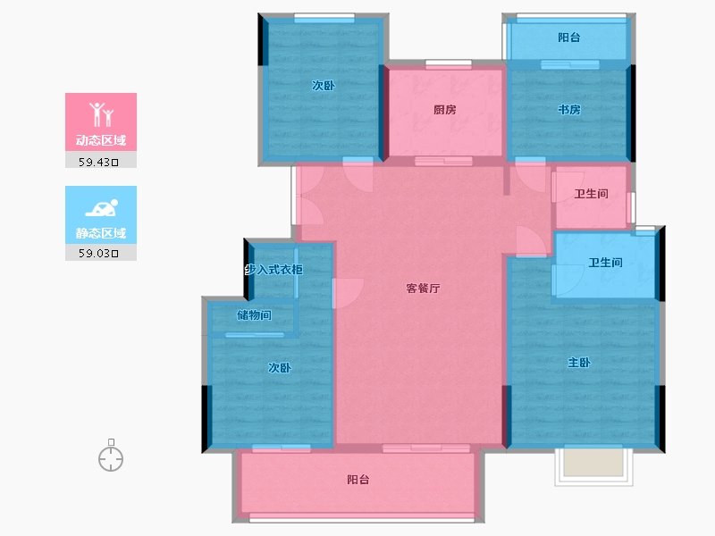 湖南省-株洲市-中梁建宁檀府-107.20-户型库-动静分区