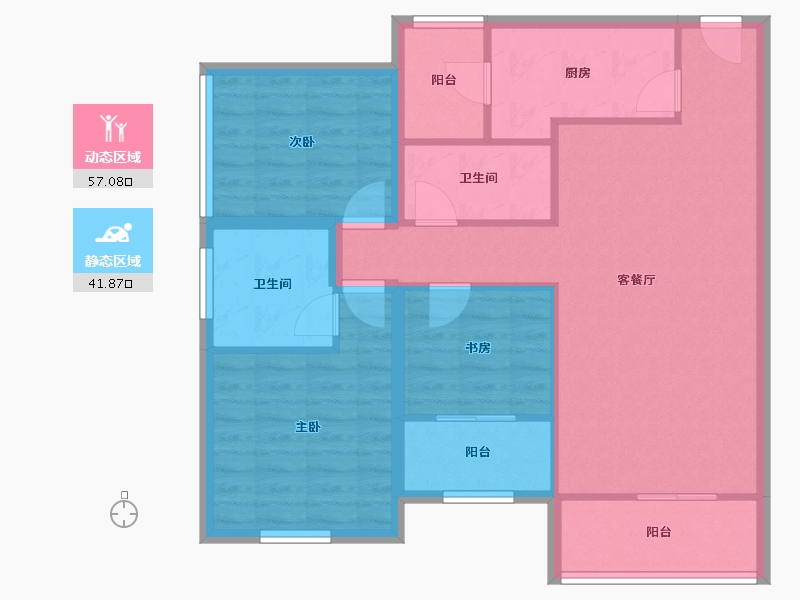 广东省-深圳市-京基御景印象一期-88.68-户型库-动静分区