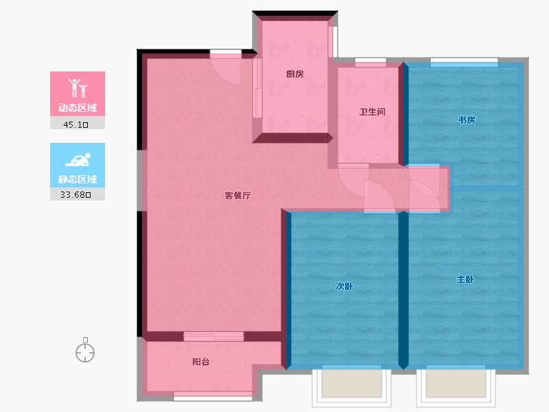 陕西省-西安市-徐家湾街道中宝达理想时光社区-80.80-户型库-动静分区