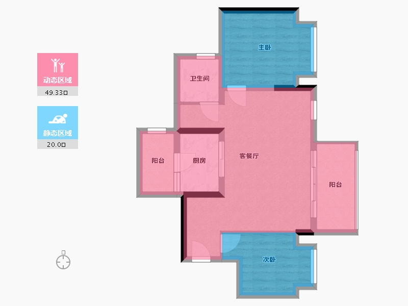 重庆-重庆市-瞿塘晓月-60.00-户型库-动静分区