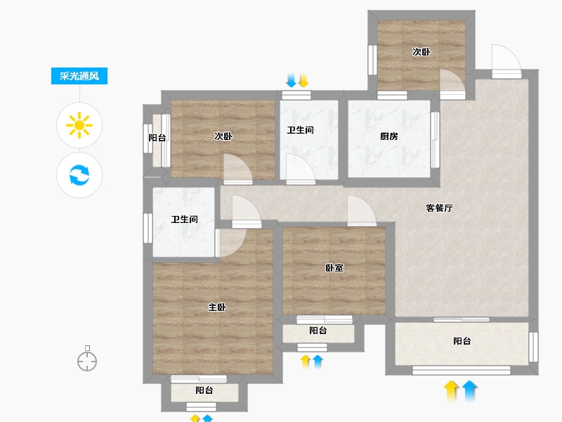 广东省-深圳市-恒大城(一期)-71.20-户型库-采光通风