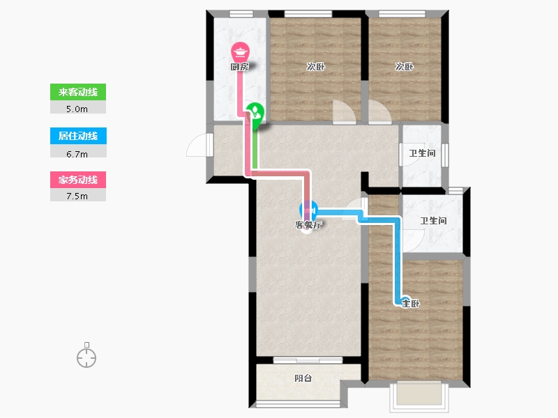 陕西省-西安市-徐家湾街道中宝达理想时光社区-96.80-户型库-动静线