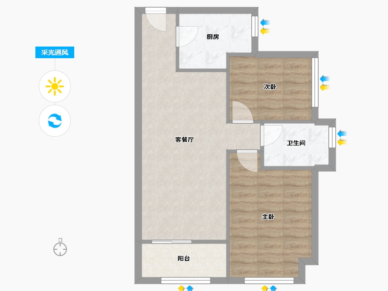 广东省-深圳市-招商花园城北区-58.84-户型库-采光通风