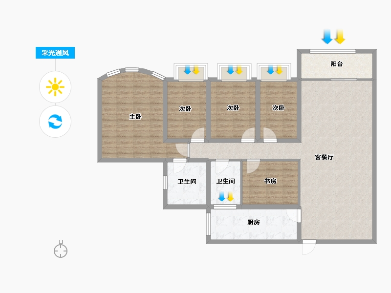 广东省-深圳市-金地海景花园A区-123.08-户型库-采光通风