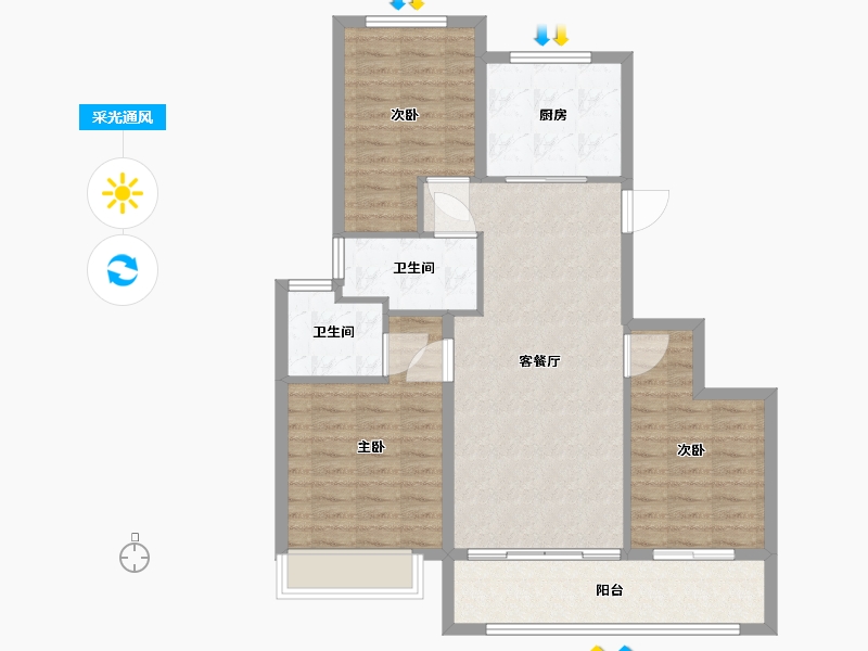 江苏省-徐州市-万翠中城-93.00-户型库-采光通风