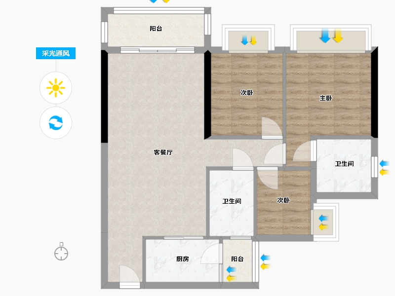 贵州省-贵阳市-美的林城时代-88.00-户型库-采光通风