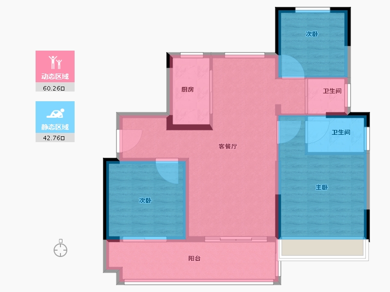 安徽省-芜湖市-碧桂园黄金时代-92.83-户型库-动静分区