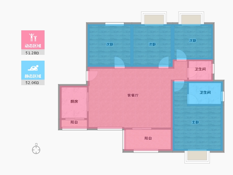 广东省-深圳市-嘉宏湾花园（大东城）二期-92.17-户型库-动静分区