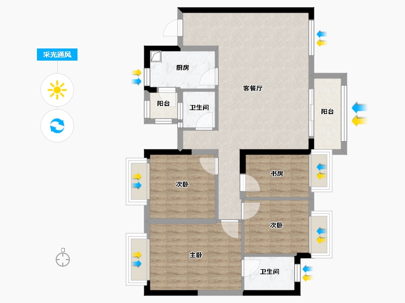 四川省-成都市-新城金樾-84.00-户型库-采光通风