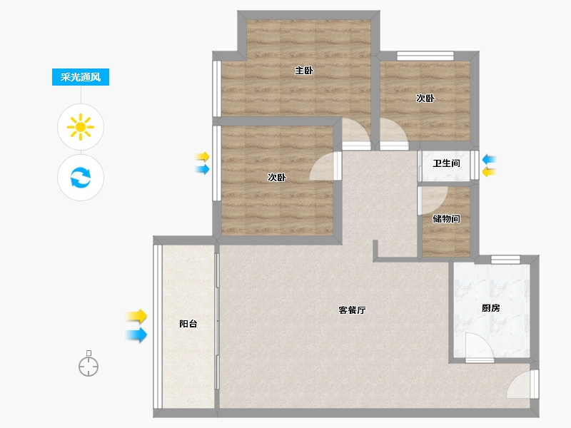 广东省-深圳市-招商花园城南区-78.64-户型库-采光通风