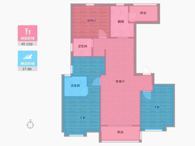 宁夏回族自治区-银川市-万科理想城-91.00-户型库-动静分区