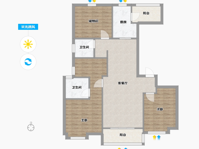 宁夏回族自治区-银川市-万科理想城-91.00-户型库-采光通风