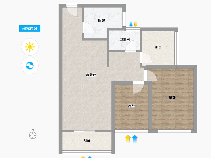 广东省-深圳市-招商花园城南区-71.70-户型库-采光通风