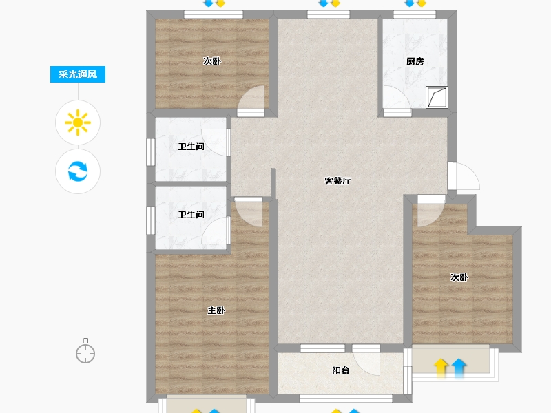 山东省-济宁市-中玮名门-98.40-户型库-采光通风