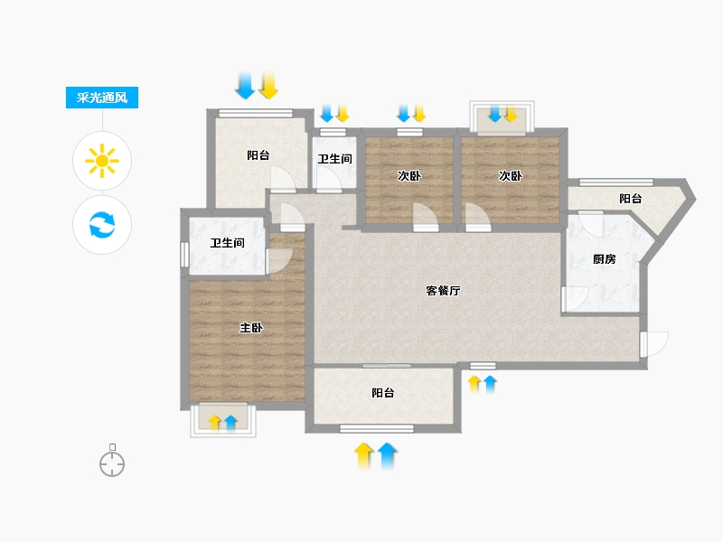 广东省-深圳市-招商花园城南区-100.28-户型库-采光通风