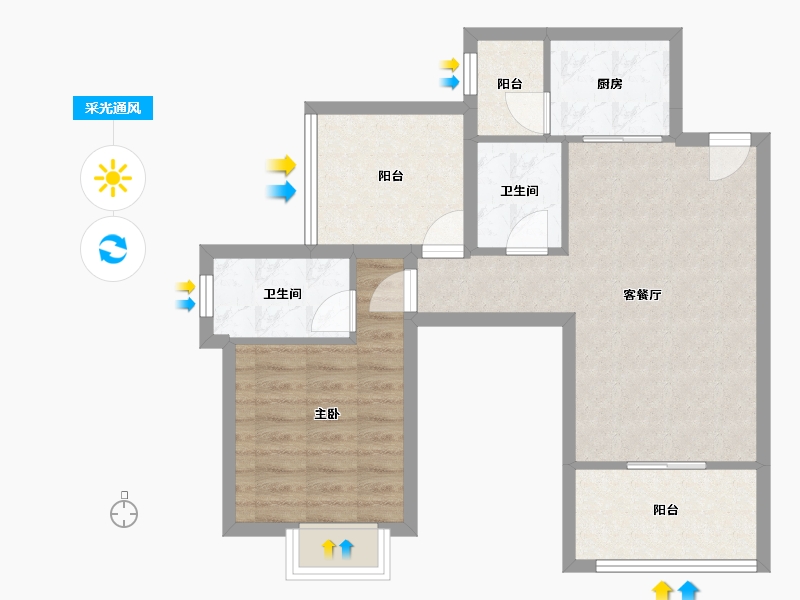 广东省-深圳市-嘉宏湾花园（大东城）二期-64.66-户型库-采光通风