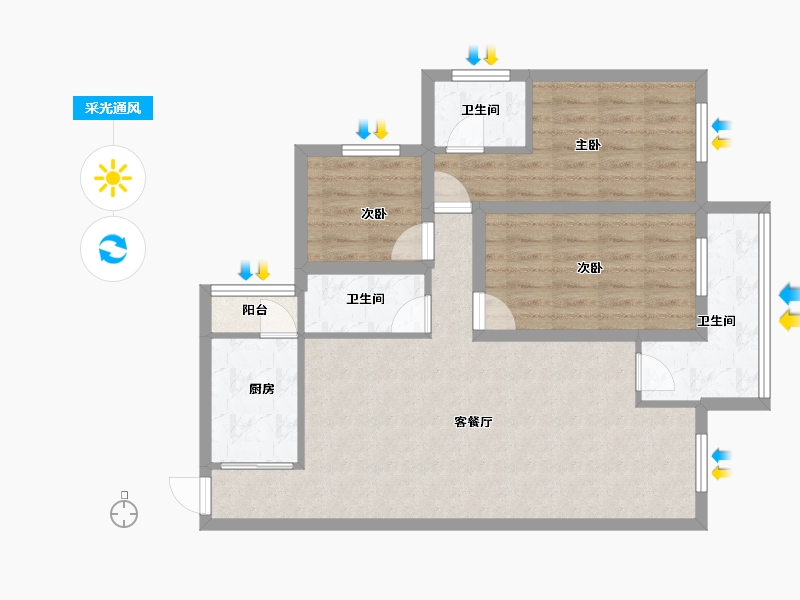 广东省-深圳市-京基御景印象一期-80.40-户型库-采光通风