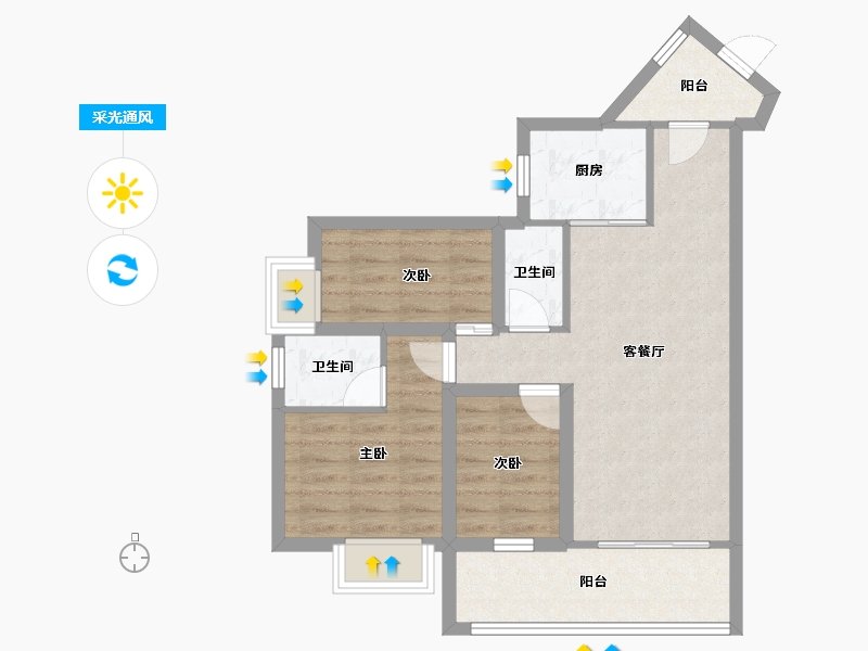 广东省-深圳市-招商花园城南区-66.21-户型库-采光通风