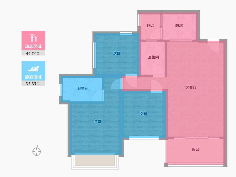 广东省-深圳市-嘉宏湾花园（大东城）二期-73.63-户型库-动静分区