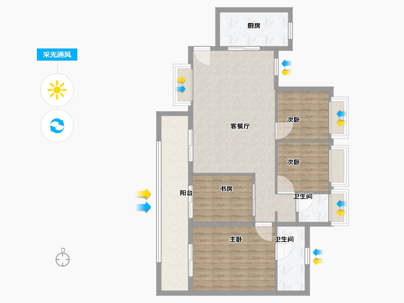 广东省-深圳市-诺德阅山海花园-108.00-户型库-采光通风