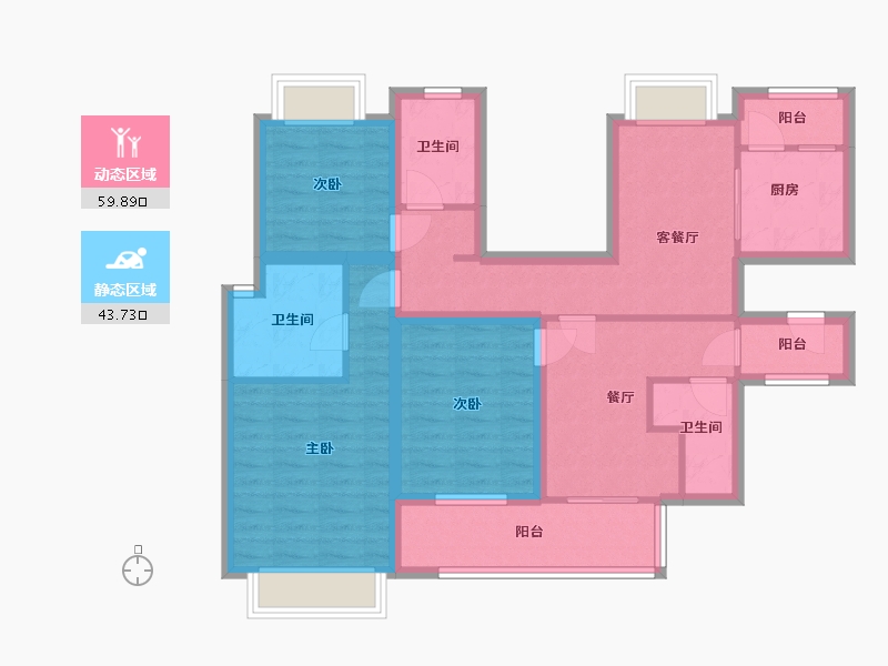 广东省-深圳市-嘉宏湾花园（大东城）二期-90.30-户型库-动静分区