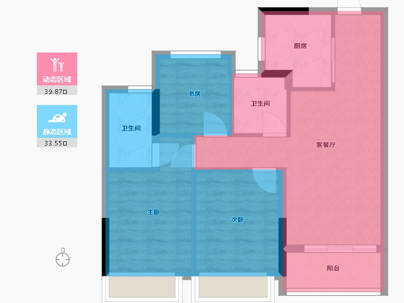 浙江省-杭州市-湖境观岚湾-76.54-户型库-动静分区