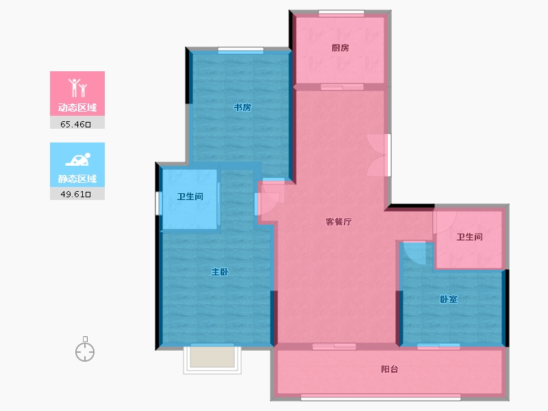 浙江省-温州市-山璟华庭-102.40-户型库-动静分区