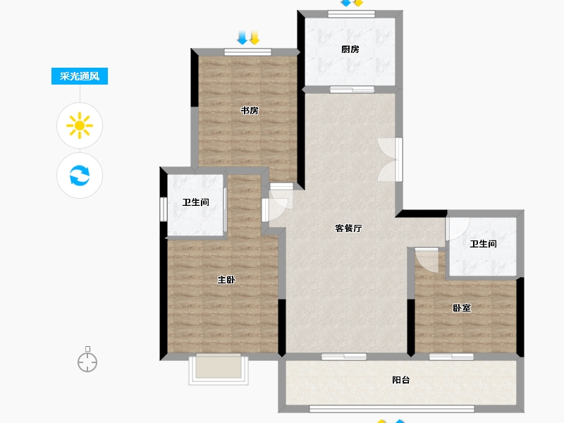 浙江省-温州市-山璟华庭-102.40-户型库-采光通风