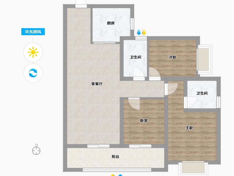 广东省-深圳市-诺德阅山海花园-84.80-户型库-采光通风