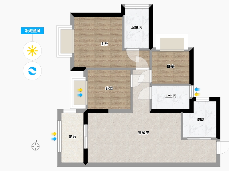 广东省-深圳市-东关珺府-63.46-户型库-采光通风