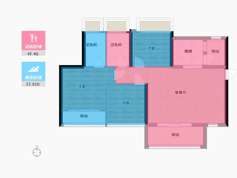 广东省-深圳市-豪方东园-70.40-户型库-动静分区