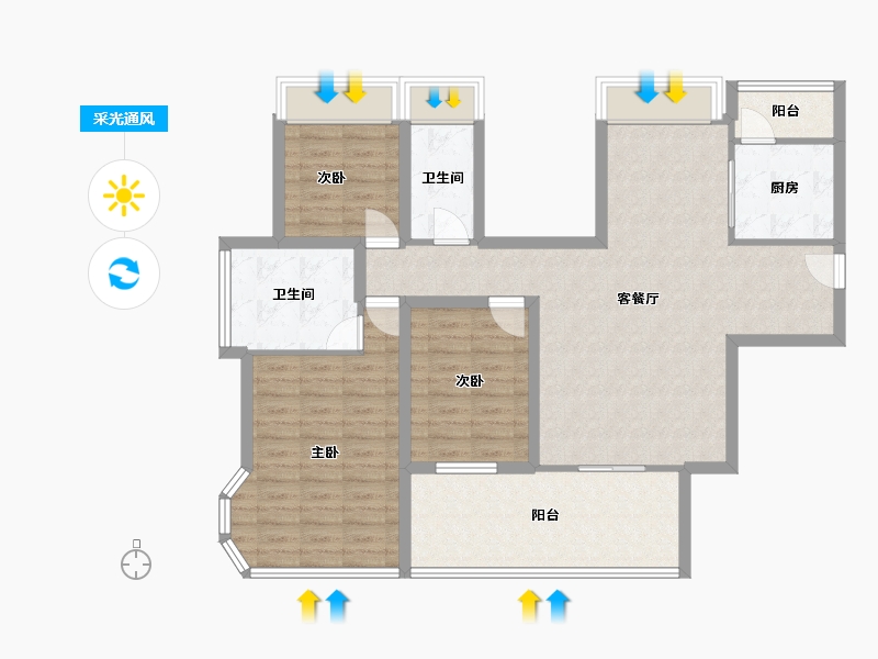 广东省-深圳市-嘉宏湾花园（大东城）二期-102.48-户型库-采光通风