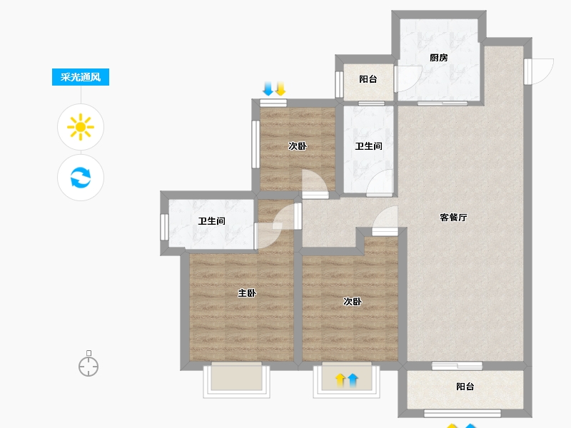 广东省-深圳市-祥祺滨河名苑-81.62-户型库-采光通风