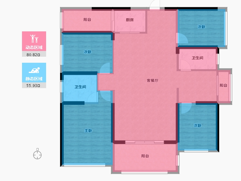 广西壮族自治区-钦州市-正元及第尊府-113.60-户型库-动静分区