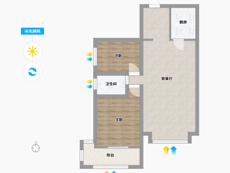 广东省-深圳市-深业东城上邸-61.67-户型库-采光通风