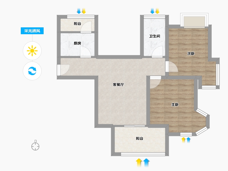 广东省-深圳市-嘉宏湾花园（大东城）二期-62.47-户型库-采光通风