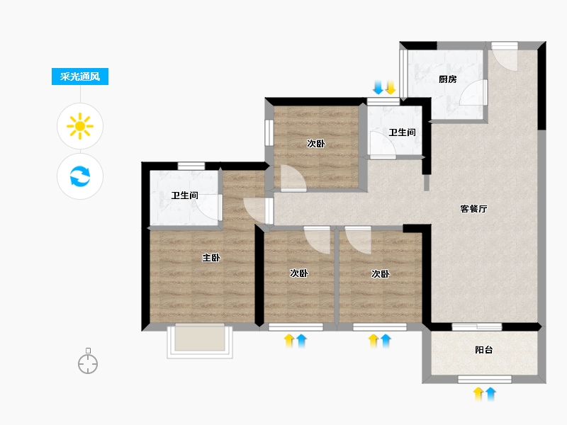 广东省-深圳市-东关珺府-76.01-户型库-采光通风