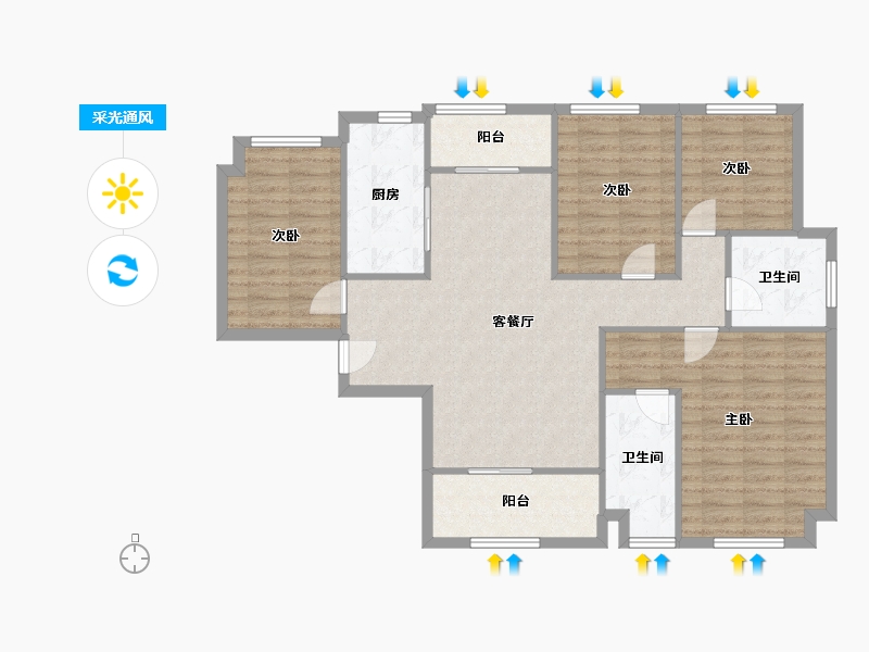 广东省-深圳市-招商花园城北区-108.18-户型库-采光通风