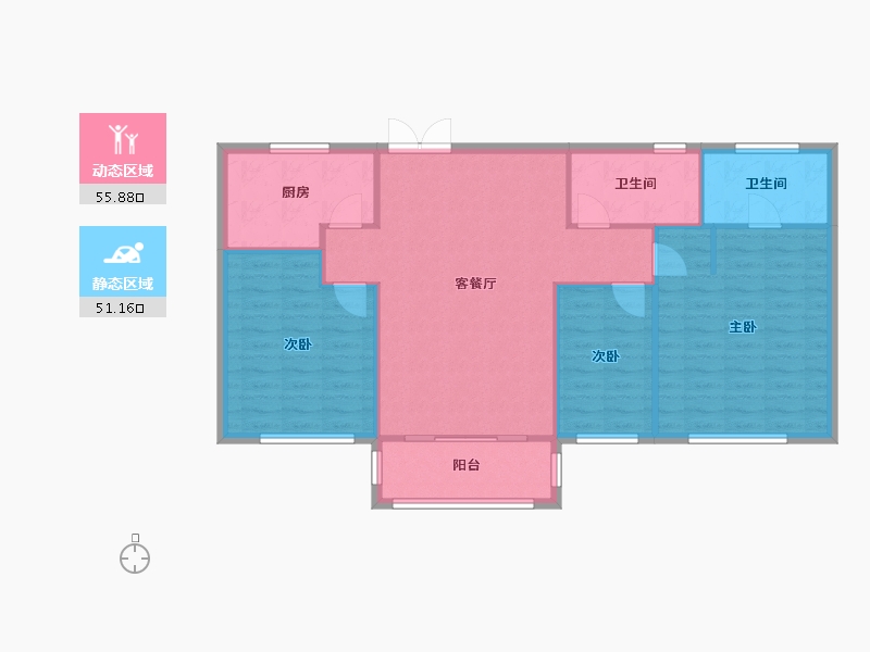 浙江省-台州市-东盛望湖印象-89.00-户型库-动静分区