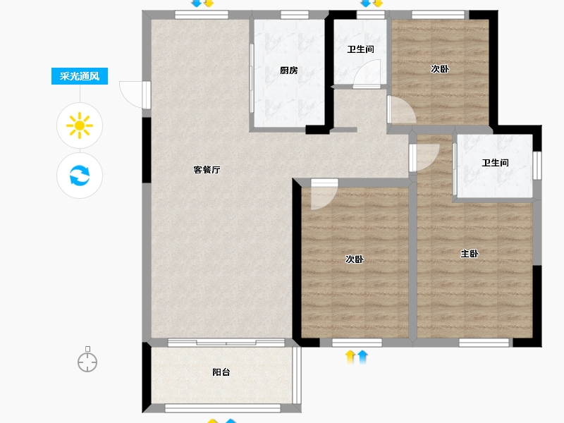 河南省-漯河市-红澄紫宸府-100.80-户型库-采光通风