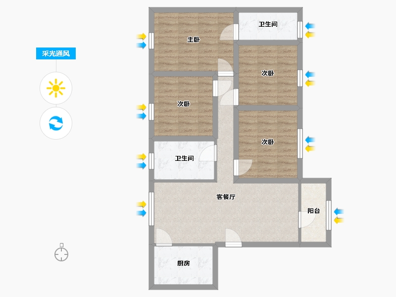 广东省-深圳市-京基御景印象一期-80.75-户型库-采光通风