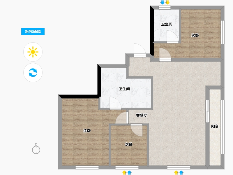 广东省-深圳市-深城投中城花园-78.76-户型库-采光通风