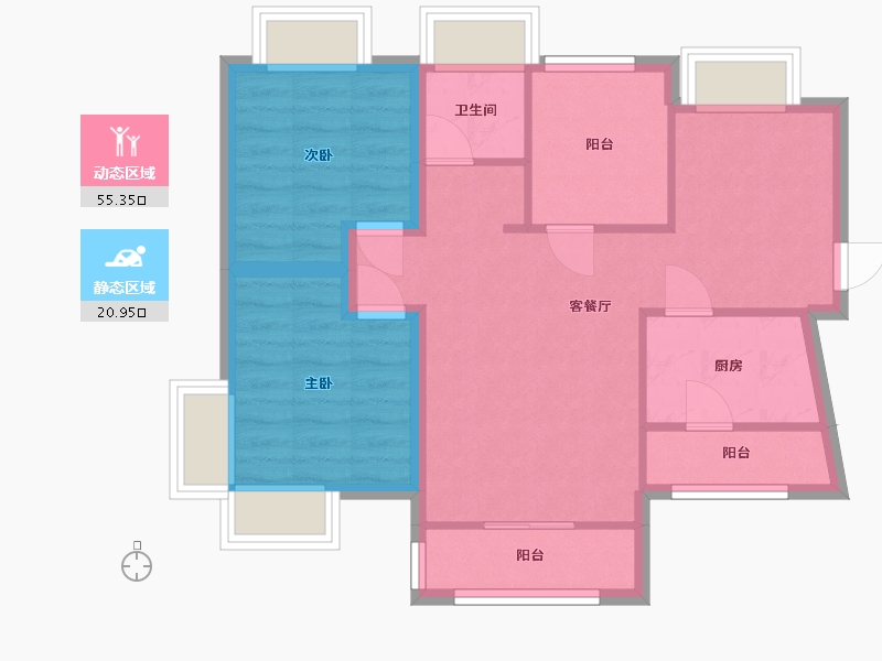 广东省-东莞市-名流印象花园-二期-76.00-户型库-动静分区