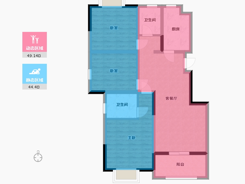 江苏省-苏州市-振华建设融城怡园C地块工程项目部-87.00-户型库-动静分区