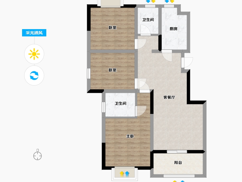 江苏省-苏州市-振华建设融城怡园C地块工程项目部-87.00-户型库-采光通风