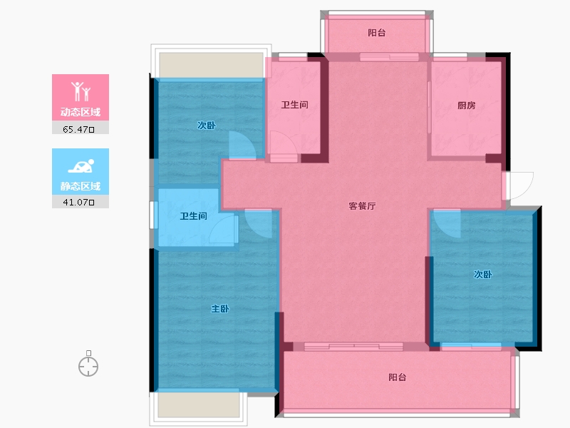 湖北省-荆门市-长龙 中央公园-104.17-户型库-动静分区