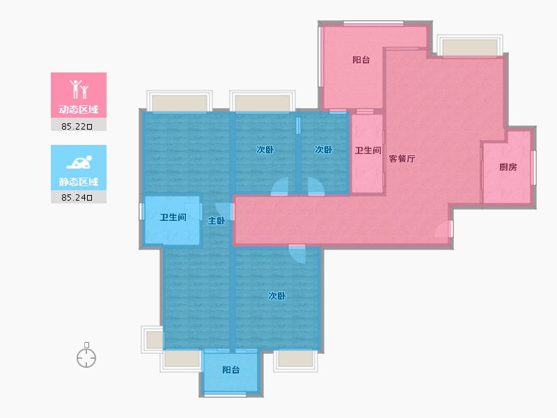 广东省-深圳市-振业翠海花园-154.38-户型库-动静分区