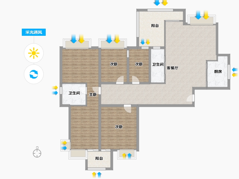 广东省-深圳市-振业翠海花园-154.38-户型库-采光通风