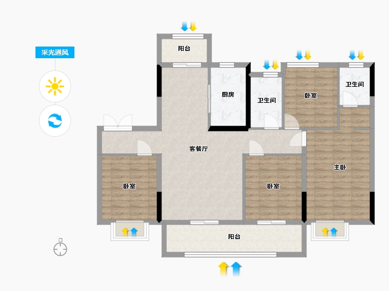 湖南省-长沙市-澳海文澜府-132.00-户型库-采光通风