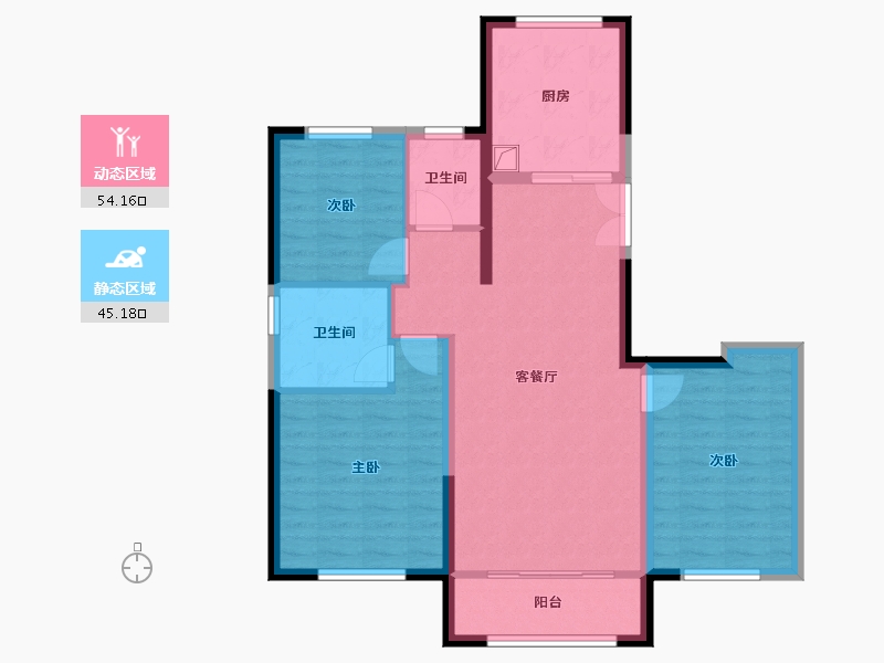 宁夏回族自治区-银川市-花语轩-98.00-户型库-动静分区